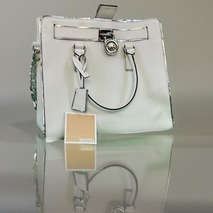 Michael Kors White Satchel with Silver Hardware